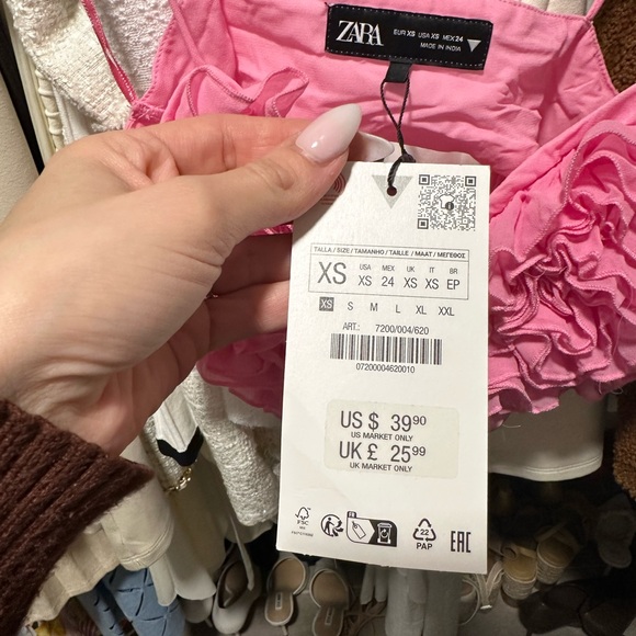 Zara Pink Ruffled Crop Top - Picture 2 of 2